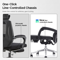 Chaise de bureau ergonomique moderne en maille noire certifiée BIFMA de qualité supérieure avec soutien lombaire réglable, dossier haut et repose-pieds