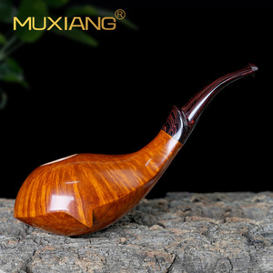 Muxiang Handmade Briar Smoking Pipe Bent Type 3mm Smoke Channel Solid Wood Tobacco Pipe - Product Image 1