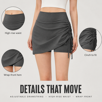 Jupe-short asymétrique rose poudré unie froncée à cordon de serrage taille haute pour femme, entièrement doublée, distributeur OEM
