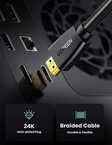 Câble <span class=keywords><strong>HDMI</strong></span> <span class=keywords><strong>UGREEN</strong></span> 4K 18 Gbps haute vitesse, tressé, compatible HD-MI 2.0 avec prise en charge Ethernet, 4K 60Hz 2160P 1080P 3D ARC - Product Image 4