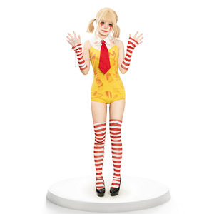 Body de payaso amarillo para mujer con corbata roja y guantes a rayas para disfraz de cosplay de fiesta de Halloween, conjunto de punto elástico para mujer - Product Image 1