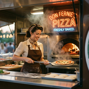 Carrello Mobile per Alimenti, Rimorchio per Catering Personalizzato, Rimorchio Alimentare Trainabile Specializzato per <span class=keywords><strong>Pizza</strong></span>, Uso <span class=keywords><strong>Ristorante</strong></span>, Pronto all'Uso Esterno, in Alluminio - Product Image 3