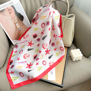 Women Cute <strong>Square</strong> <strong>Scarf</strong> Faux Silk 65*65 cm Fashion Accessory Trendy Printed <strong>Square</strong> <strong>Scarf</strong> Soft Faux Silk Neck Hair <strong>Scarf</strong> OEM/ODM - Product Image 3