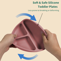 5 en 1 Jeunes Silicium Enfant BPA Libre Ensemble Vaisselle Avec Plateau Divisé Assiette Bol Bavoir Cuillère Fourchette Gobelet P