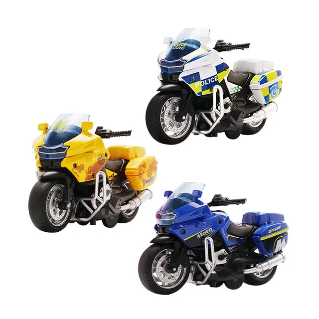 1:14 Diecast Toys Music With Lights Multi-function Alloy Patrol Police Motorcycle Model For Kid
