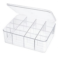 Organisateur de rangement en PET avec couvercle rabattable, compartiments divisés, multifonctionnel, pour cuisine, cartes, pêche, usage domestique, bureau, empilable, vente en gros