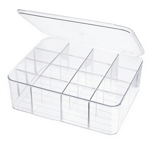 Organizzatore portaoggetti in PET con coperchio a ribalta, scomparti divisi, multifunzione, per cucina, carte, pesca, <span class=keywords><strong>casa</strong></span>, scrivania, impilabile, all'ingrosso - Product Image 1
