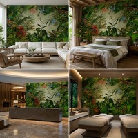 Mural de Pared Personalizado con Diseño de Selva Tropical, Lienzo al Óleo, Papel Tapiz de Selva, Decoración de Pared a Medida para Sala de Estar, Dormitorio, Hotel