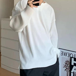 Camiseta de manga larga para hombre personalizada al por mayor, tela de gofre de inspiración clásica, diseño en blanco, tejido de ganchillo, leopardo Formal - Product Image 4