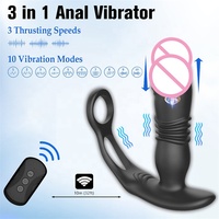 Vibrateur anal à poussée automatique APP Conception réaliste à double anneau en silicone confortable pour la masturbation anale