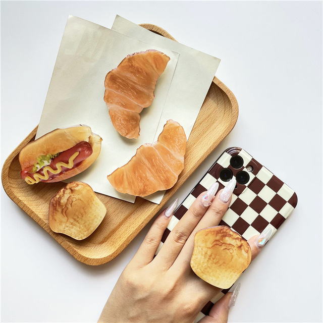 Cross-border Foreign Trade Creative Simulation Food Epoxy Bread Mobile Phone for Holder Lazy People Desktop Retractable