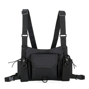 Sac de poitrine en nylon personnalisé tendance, veste noire, streetwear hip-hop, sac banane tactique fonctionnel, sac bandoulière - Product Image 3