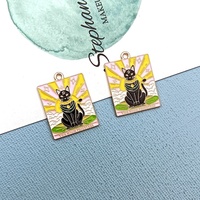 Tarot chat noir pendentif bricolage alliage accessoires collier boucles d'oreilles pendentif porte-clés sac accessoires