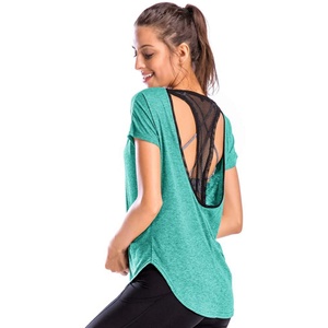Nueva Camiseta Deportiva de Yoga para Mujer, Moda 2024, con Tirantes Cruzados, Diseño sin Espalda, Decoración de Malla, 60% Poliéster - Product Image 1