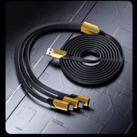 240W 3-in-2 Geflochtenes Nylon USB-Schnellladekabel USB-A auf Typ C USB-A auf Micro 3.0 Datenkabel 3-in-1 Flaches Datenkabel