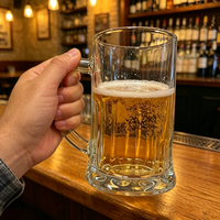 Vente en gros de gobelets à boire en verre transparent réutilisables de 20 oz, grande taille, avec poignée, pour bar, fête d'anniversaire