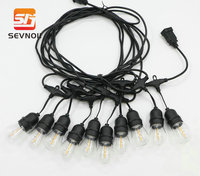 Guirlande lumineuse LED RGB de 10 m, ampoules suspendues, câble en cuivre pur, E27, indice de protection IP65, télécommande, rechargeable, à intensité variable, Noël