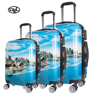 Usine Directe Léger <span class=keywords><strong>Chariot</strong></span> Bagages 3pcs Ensemble Double Roues Universelles Classique De Luxe <span class=keywords><strong>Simple</strong></span> Paysage Conception Dur Shell PC - Product Image 1