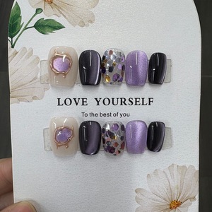 <span class=keywords><strong>Uñas</strong></span> Postizas 3D Estéreo de Dibujos Animados Kawaii, <span class=keywords><strong>Cortas</strong></span>, Cuadradas, Lindas, Desmontables, Reutilizables, Divertidas, Hechas a Mano, con Forma de Almendra para los Dedos - Product Image 5
