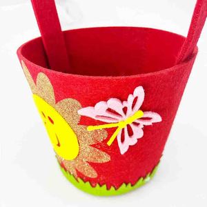 Panier à œufs de Pâques en tissu non tissé rouge, taille unique, décoration pour la fête des enfants - Product Image 3