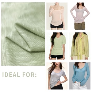 Tissu en Coton Modal et <span class=keywords><strong>Laine</strong></span> Mélangés <span class=keywords><strong>de</strong></span> Qualité Supérieure, Texture Slub, 160 g/m², Léger, Respirant, Absorbant l'Humidité, Tissu Tricoté pour Hauts et T-shirts - Product Image 4