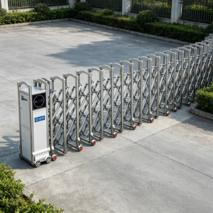 Porte coulissante automatique télescopique en acier inoxydable avec télécommande pour entrée d'appartement et sécurité de centre commercial - Product Image 1