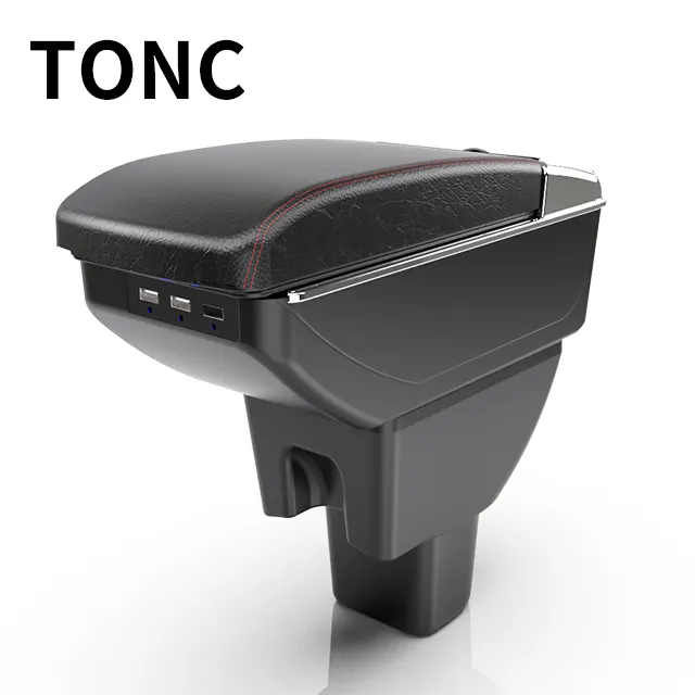 TONC กล่องเก็บของที่พักแขนที่นั่งแบบปรับได้,กล่องคอนโซลกลางรถยนต์พร้อมที่วางแก้วและ USB สำหรับ Honda 2018 Brio