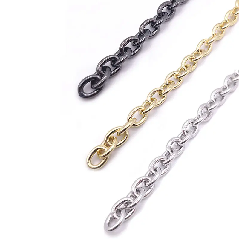Plated Gold/Silver/Gunmetal Custom Color Shoulder Bag Strap DIY Length Aluminum Iron Link Metal Chain Accessories For Bags