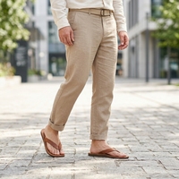 Sandales d'été tendance Brounvanm pour hommes en cuir véritable, antidérapantes, résistantes à l'usure, à bout ouvert, avec semelle en caoutchouc