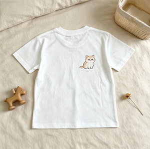 T-shirt blanc à manches courtes pour homme, imprimé souris et chat de dessin animé, coupe décontractée, tricoté, respirant, logo frontal - Product Image 5