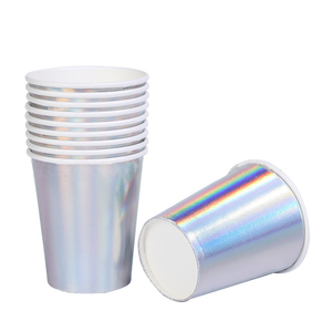Vaisselle de table de forme spéciale de fête de sirène, gobelet en papier jetable, <span class=keywords><strong>assiette</strong></span> en papier 7 pouces 9 pouces ensemble d'assiettes en papier laser - Product Image 4