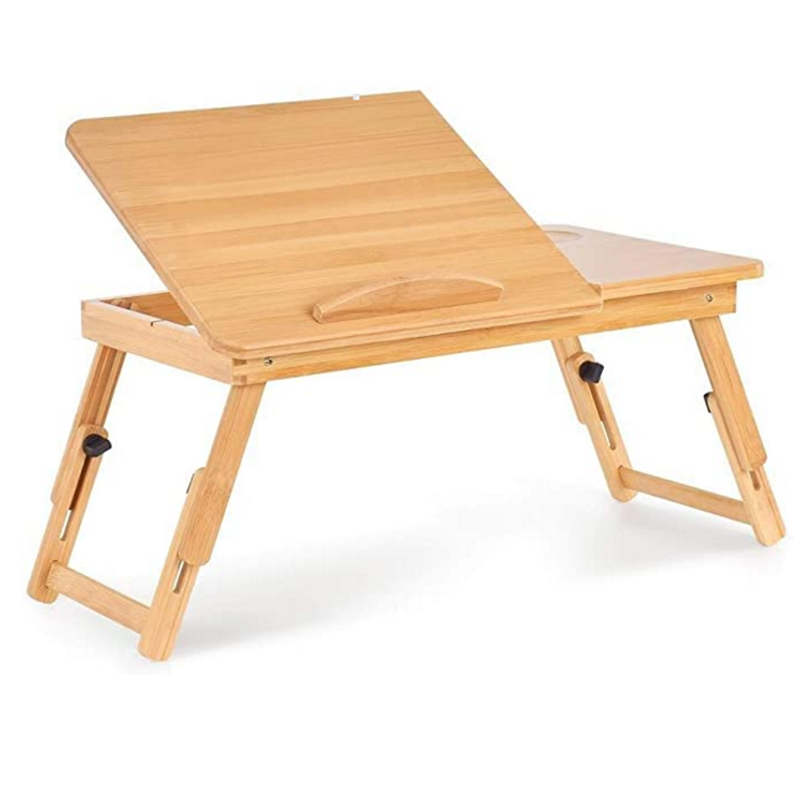 Bamboo Laptop Desk Adjustable Portable Breakfast Serving Bed Tray Multifunctional Table