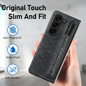 Bracelet Design plaine étui en cuir pliant pour Samsung Galaxy <span class=keywords><strong>Z</strong></span> pli 5 Fold5 Fold3 Fold4 pli <span class=keywords><strong>4</strong></span> Fold3 <span class=keywords><strong>S</strong></span> stylo fente coques de téléphone - Product Image 3