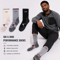 Chaussettes de sport extra épaisses à tube moyen pour hommes et femmes Chaussettes de randonnée en laine respirantes et antidérapantes pour l'hiver