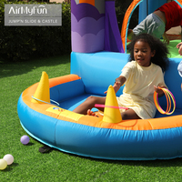 Château gonflable familial avec toboggan, structure de saut durable, capacité 3 personnes, tissu Oxford pour usage domestique, installation facile, Airmyfun ICTI