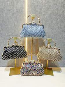 Bolsos de Noche de Lujo Personalizados con Cadena, Bolsos de Mano para Banquetes, Bolsos con Cadenas de Pedrería Brillante y Coloridos - Product Image 2