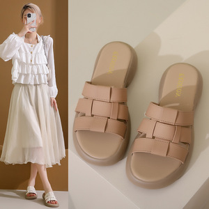 Sandales à bout ouvert QLFashion pour femme, nouvelle collection été 2025, à semelle épaisse et bout carré, grandes tailles, modèle d'exportation 916 - Product Image 3