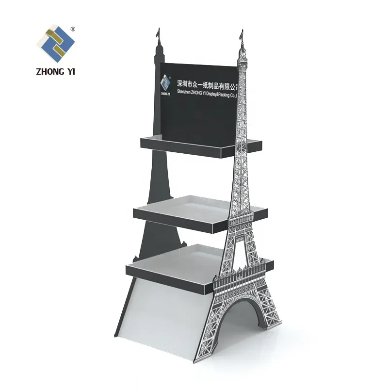 Einkaufs zentrum Tower Shape Advertising 3 Ebenen Custom Paper Floor Karton Display Stand für Promotion Retail