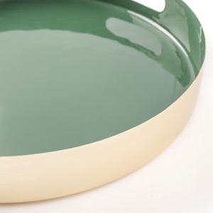 Plateau de service rond en métal aluminium Plat et assiette pour le service et la décoration de Noël Plateaux en or vintage pour la maison et l'hôtel - Product Image 3