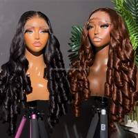 Perruques en Cheveux Naturels à Boucles Volumineuses, Vente en Gros Indienne à Prix Bas, avec Cheveux de Bébé Pré-Épilés, Perruques Frontales en Dentelle HD Transparente pour Femmes Noires