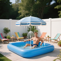 Anpassbarer Rechteckiger Aufblasbarer Kinderpool mit Sonnenschutz UV-geschützter Transparenter PVC Aufblasbarer Regenschirm