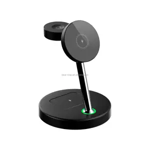 Newest Desktop 3 in 1 15W Qi Certificated Wireless Fast Charging Stand QC3.0 Magnetic Wireless Charger for Iphone Earphone Watch