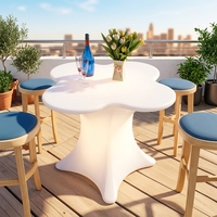 Table LED en forme de fleur de prunier 95x65x71cm, rechargeable, 16 couleurs, lumineuse, pour mobilier d'extérieur, salon ou club