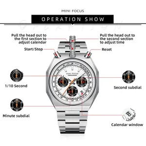 Relojes de Cuarzo Cronógrafo MINI FOCUS con Esfera en Forma de Búho para Hombre, <span class=keywords><strong>Calendario</strong></span>, Luminoso, Multifuncional, Correa de Acero, Reloj de Pulsera con Cabeza de Toro - Product Image 3