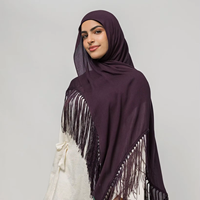 Vela Schal Neuestes Kopftuch Bambus-Jersey Hijab Quasten-Schal Weicher Rutschfester Blickdichter Premium-Jersey-Hijab mit Fransen