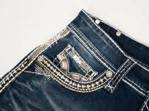 IN STOCK fashion Men’s Heavy Stitch <b>jeans</b> <b>Embroidered</b> Mid Waist Crumple effect Straight Leg <b>jeans</b> for men - Product Image 3