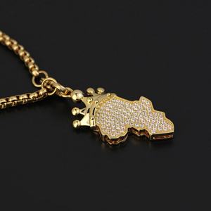 Colliers pendentifs de mode en laiton, design carte avec couronne, sertis de pierres brillantes, bijoux plaqués or et remplis d'or - Product Image 6