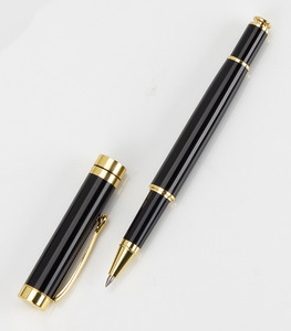 Çarpıcı siyah krom <span class=keywords><strong>Metal</strong></span> tükenmez kalem altın Trim ile zarif hediye kutusunda 0.5mm ince nokta-ofis veya okul için - Product Image 5