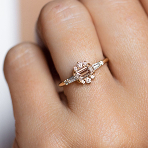 Joyería de Aniversario, Joyería de Oro de 14K, Joyería de Morganita Rosa, Anillo Ajustable de Plata S925 para Mujer - Product Image 2