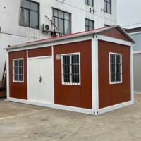 Casa Contenedor Prefabricada de Diseño Moderno de 20 pies, Garantía de 5 Años, Montaje Rápido, Panel Sándwich Modular, Techo a Dos Aguas, para Oficina o Escuela